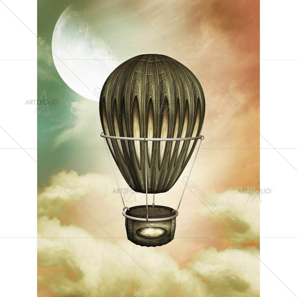 Air Balloon With Moon — custom-size art design 5001194