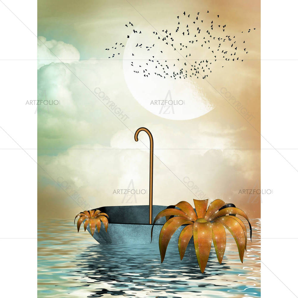 Umbrella In The Ocean — custom-size art design 5001196