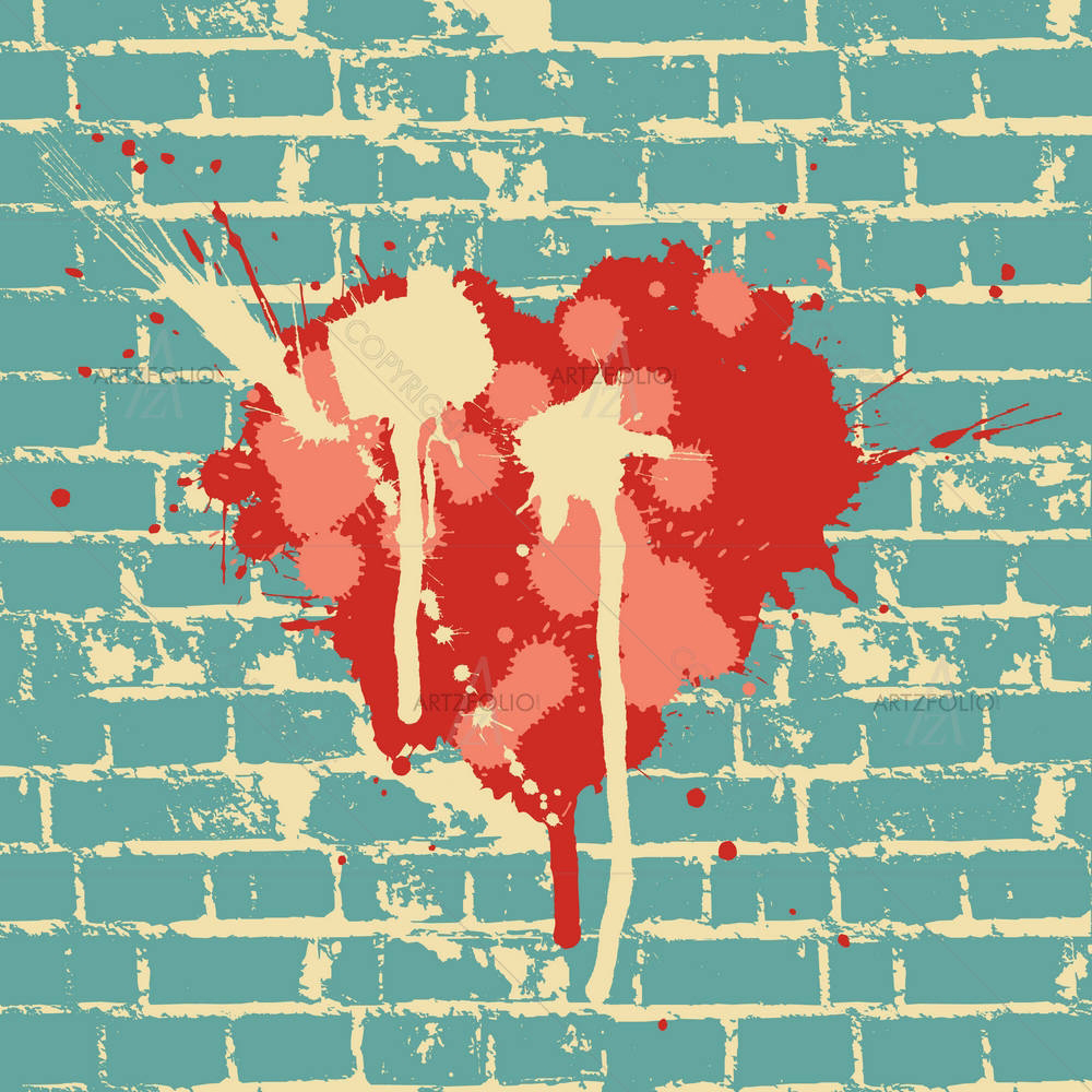 Heart Symbol On Brick Wall — custom-size art design 5001232