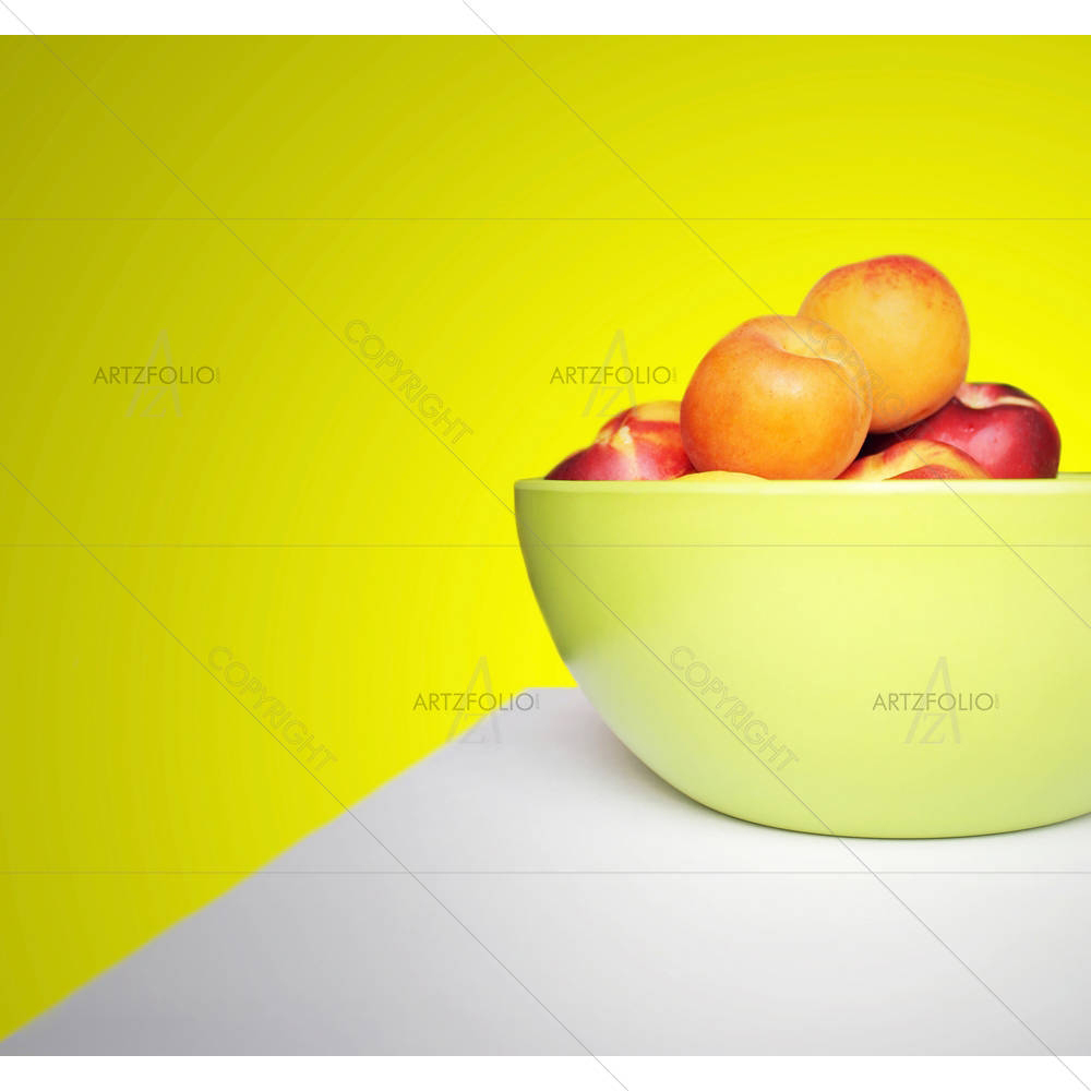 Nectarines & Apricots Inside Bowl — Calligraphy custom art by ArtzFolio