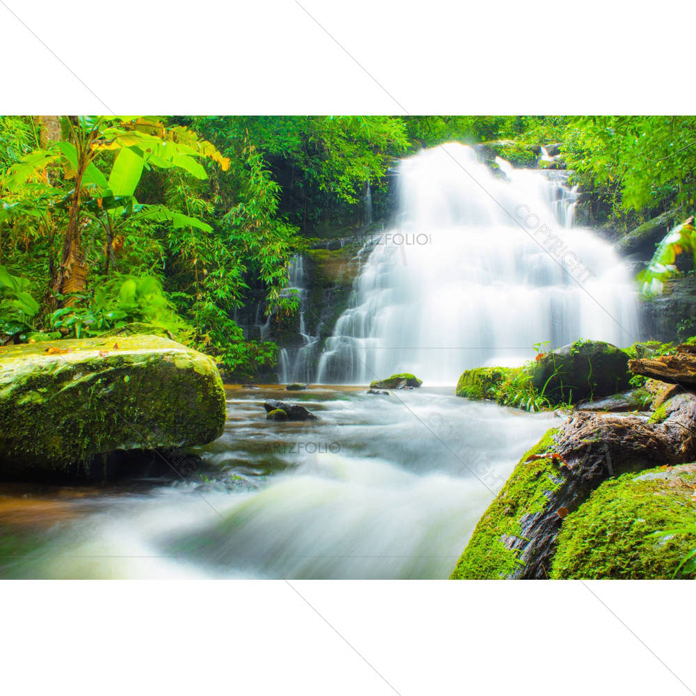 Mundaeng Waterfall Thailand — Fluid marble custom art by ArtzFolio