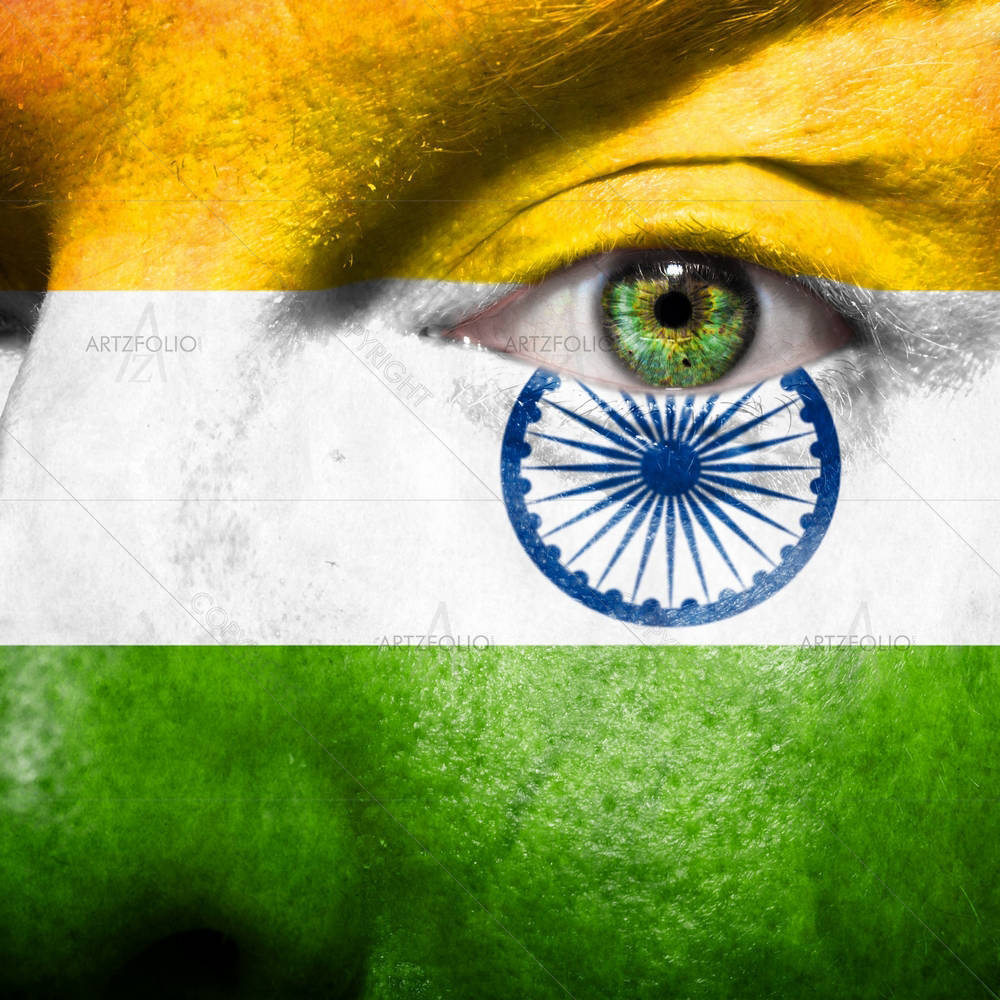 Indian Flag Painted On Face — custom-size art design 5001242