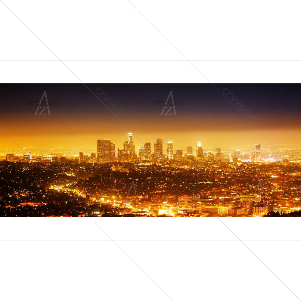 Los Angeles Cityscape Panorama At Night, USA — Devotional custom art by ArtzFolio