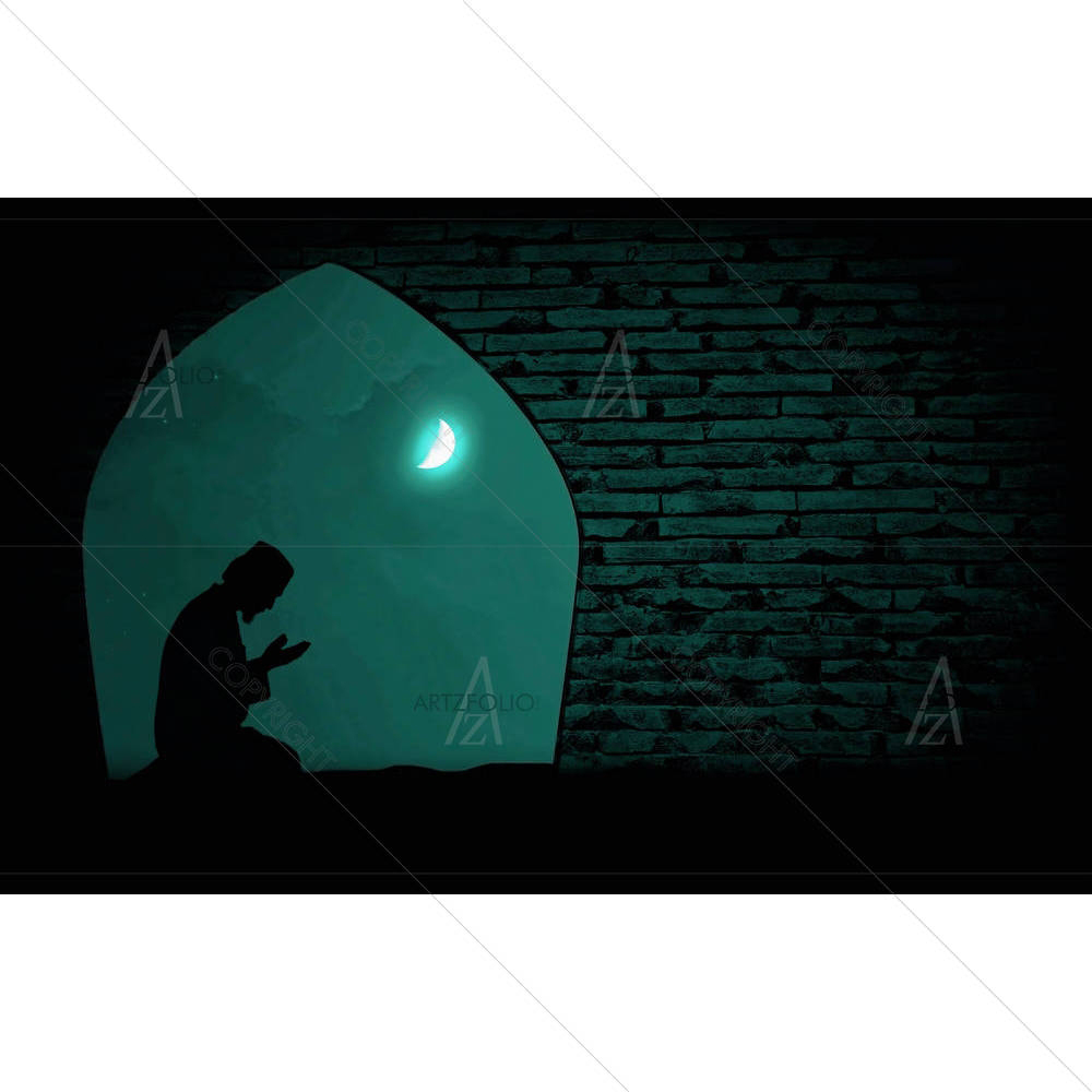 Muslim Praying At Night — Devotional custom art by ArtzFolio