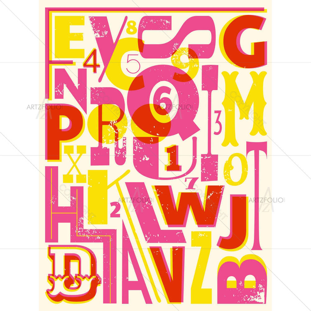Letters & Numbers In Retro Style — custom-size art design 5001249
