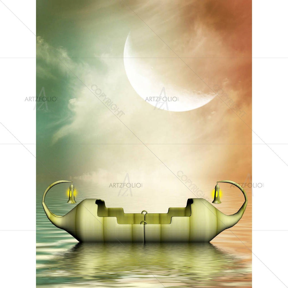 Boat With Lamps — custom-size art design 5001254