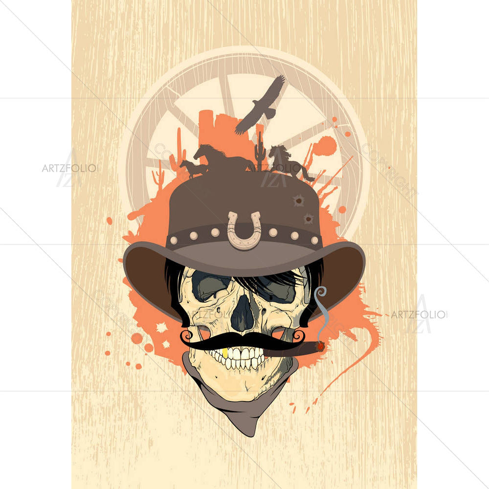 West Design With Cowboy Skull — Countries art