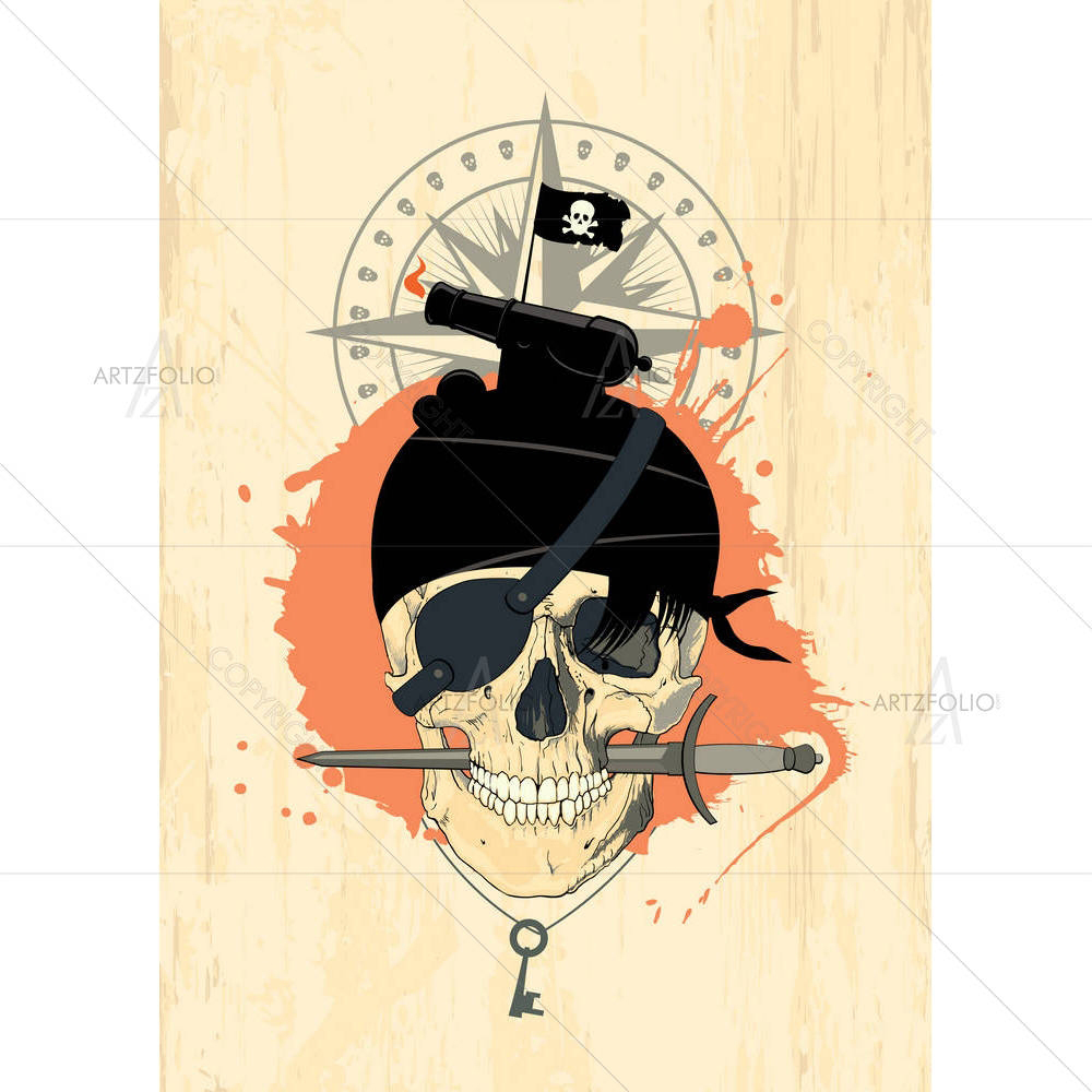 Brigandish Design With Ghost Skull — Abstract custom art by ArtzFolio