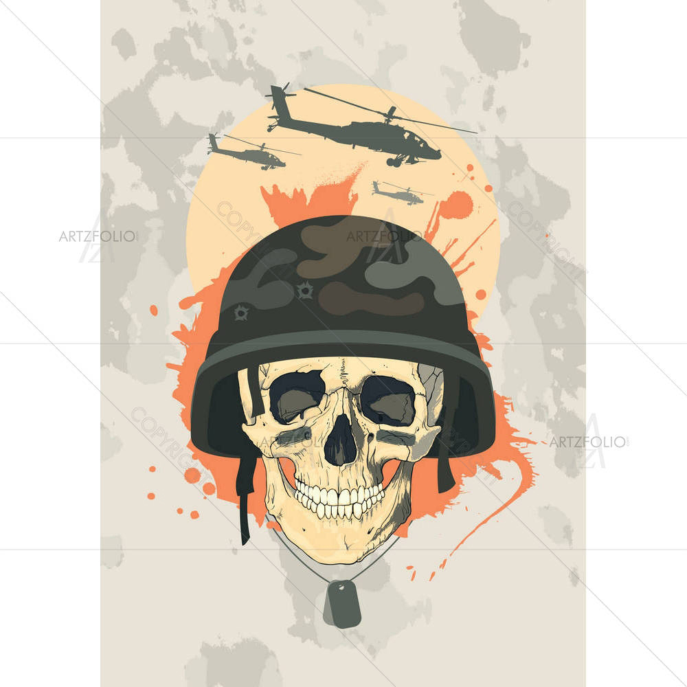 Military Design With Human Skull — custom-size art design 5001261