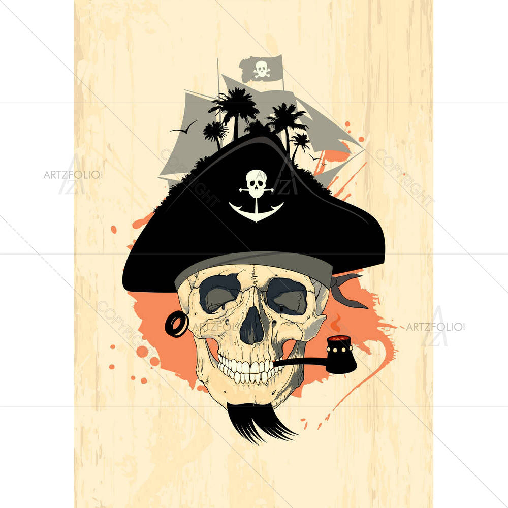 Pirate Design With Ghost Skull — custom-size art design 5001262