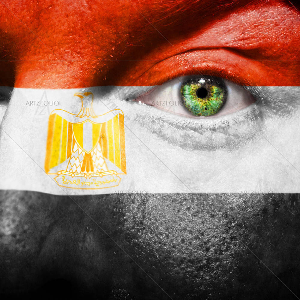 Egypt Flag Painted On Face — African art