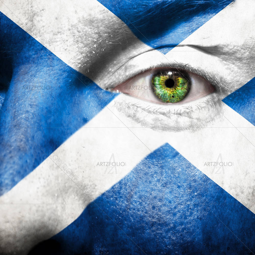Scotland Flag Painted On Face — Celtic custom art by ArtzFolio
