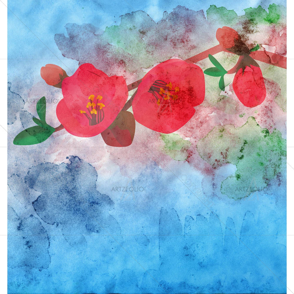 Watercolor Garnet Flower — Botanical custom art by ArtzFolio