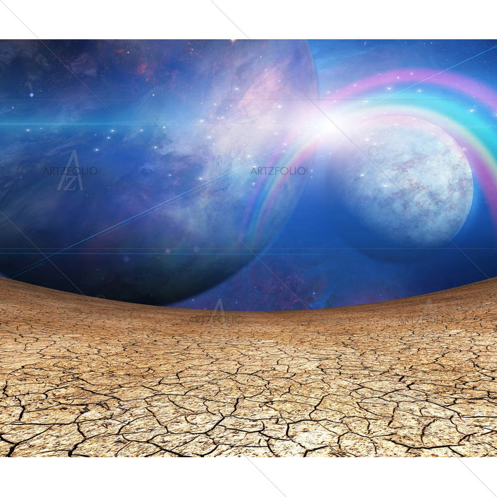 Planets & Cracked Earth D2 — Futurism art