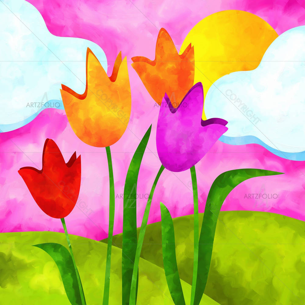 Tulips & Sun — custom-size art design 5001292