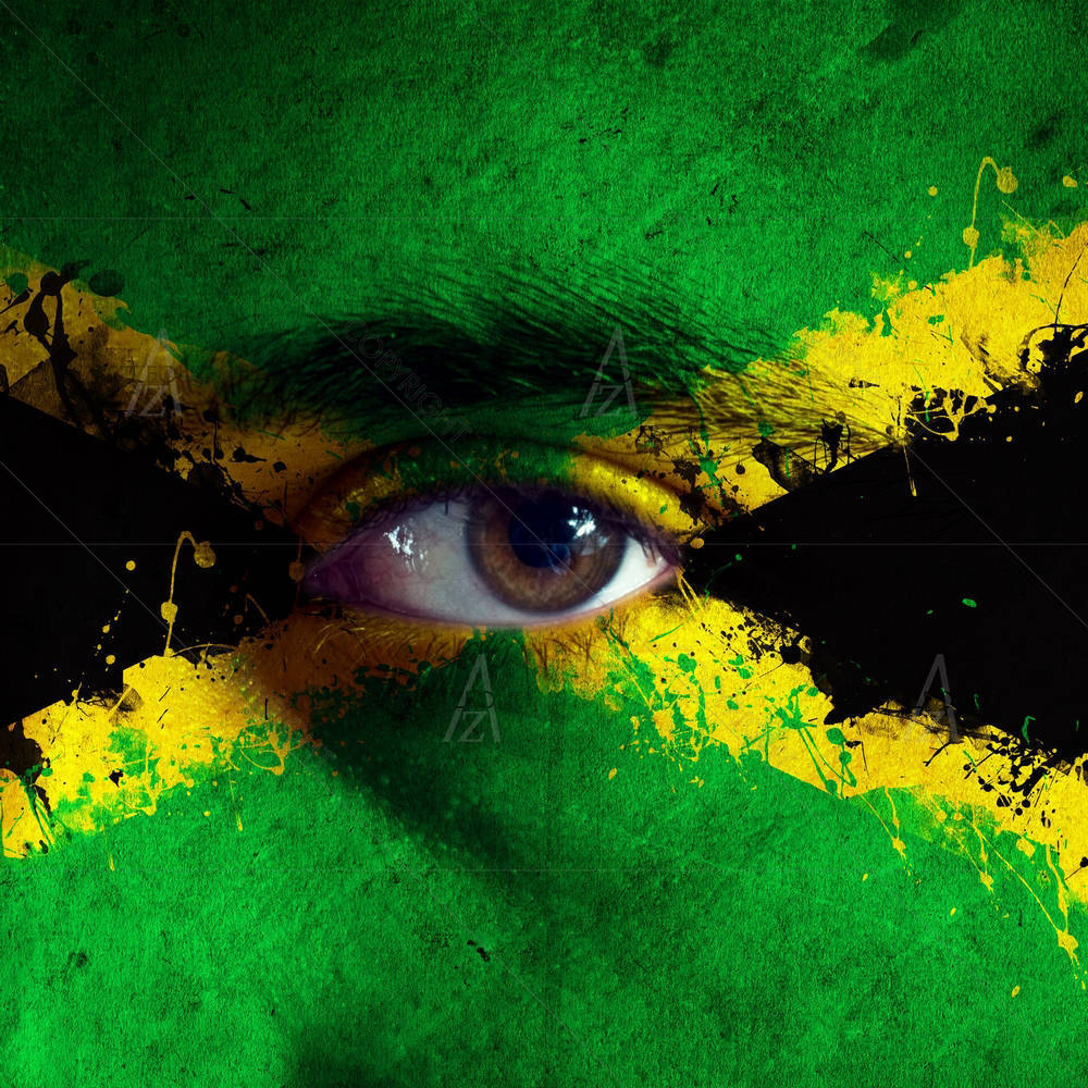 Jamaican Flag Painted On Face — custom-size art design 5001294