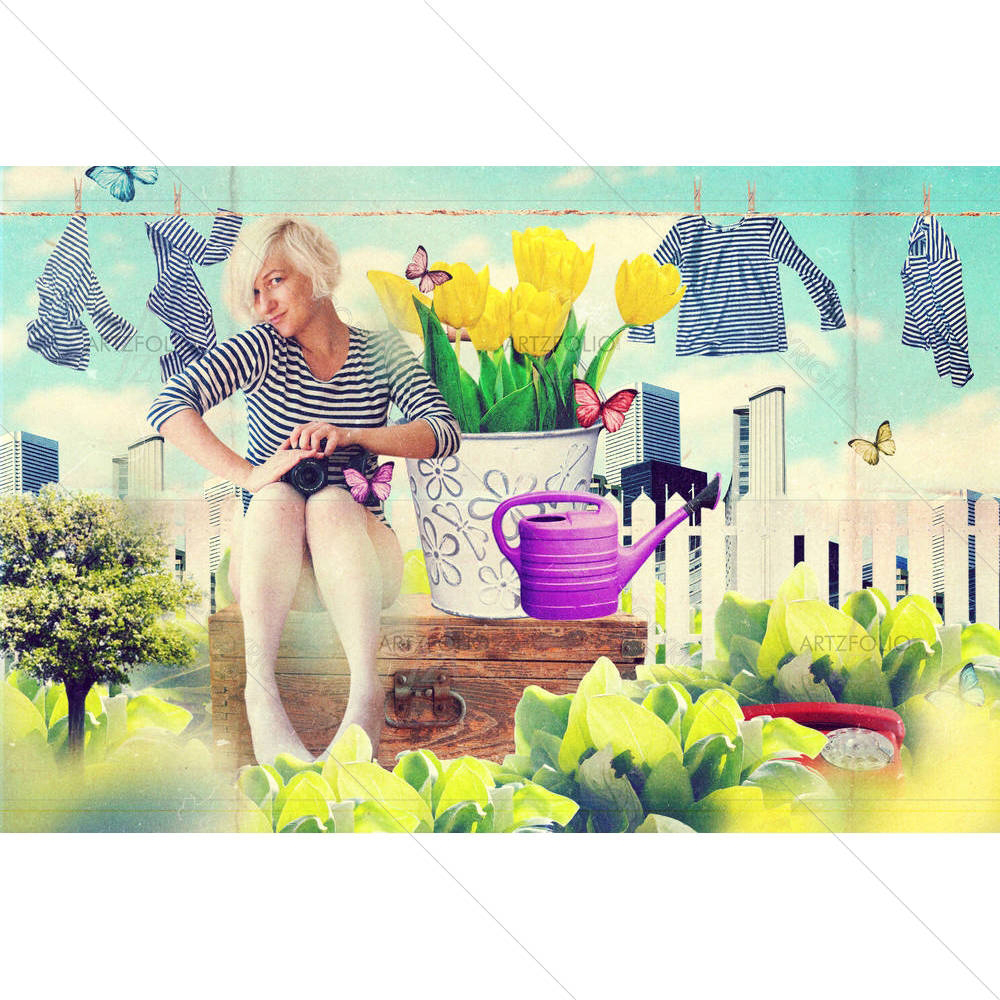 Young Woman In Flowers — custom-size art design 5001301