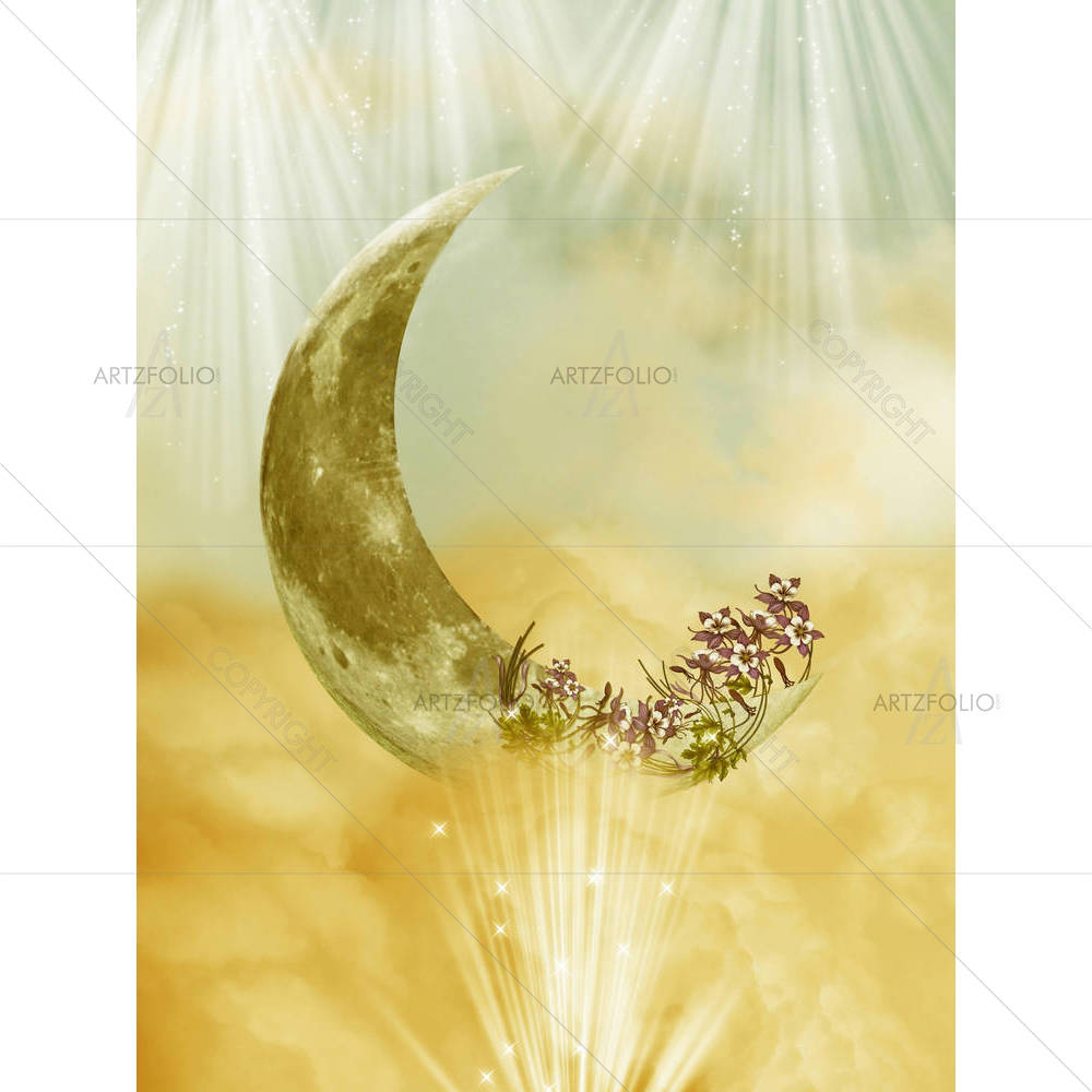 Fantasy Moon In A Cloudy Sky — Botanical custom art by ArtzFolio