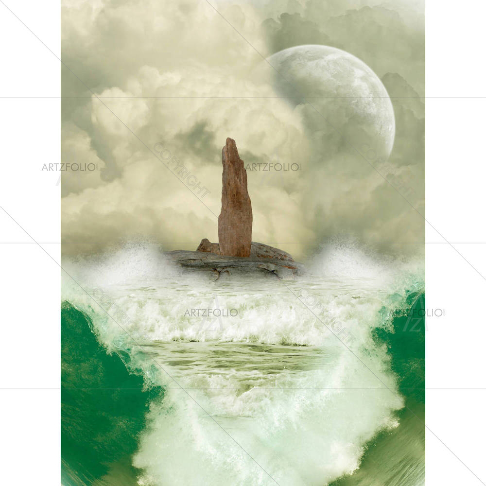 Ocean With Big Waves — Fluid marble custom art by ArtzFolio