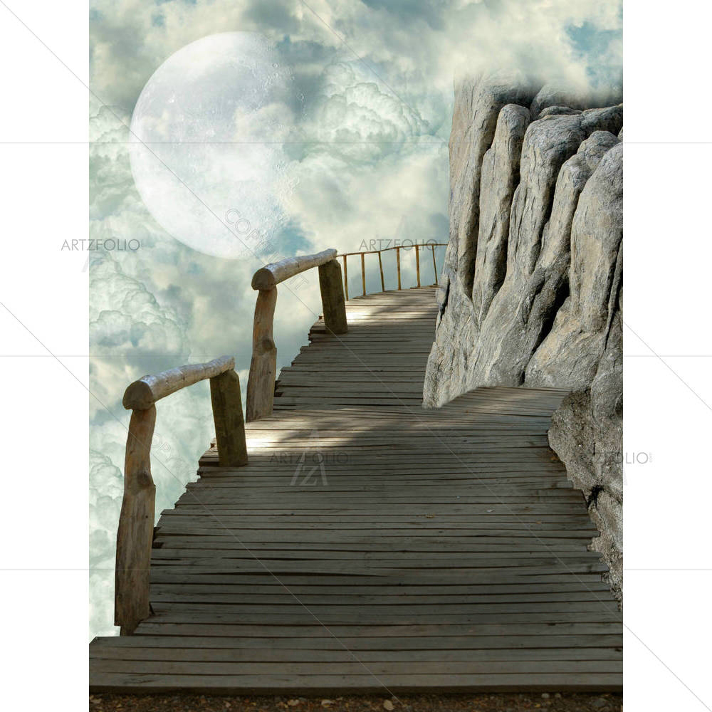 Balcony In The Sky With Big Rocks — custom-size art design 5001308