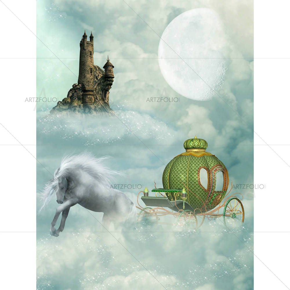 Fantasy Castle & Carriage In The Sky — Baby custom art by ArtzFolio