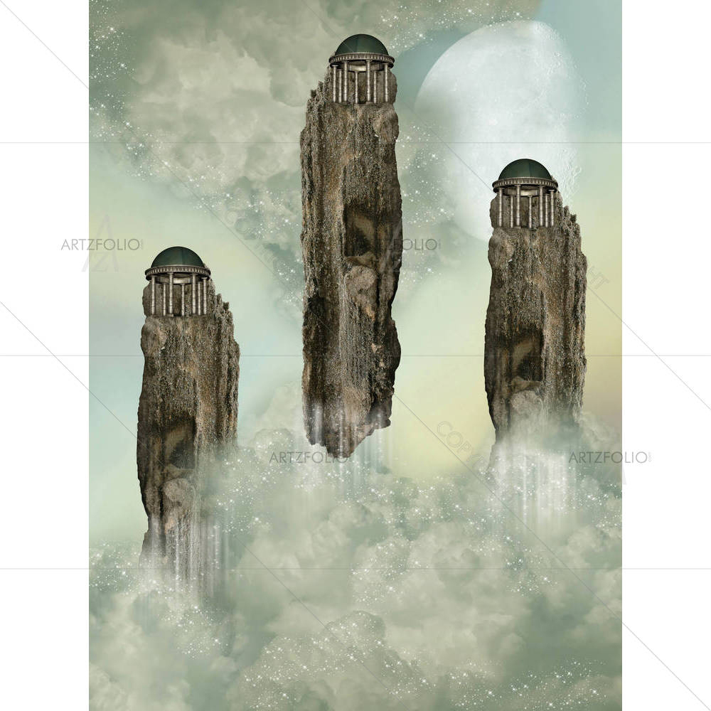 Fantasy Landascape With Temples — custom-size art design 5001315