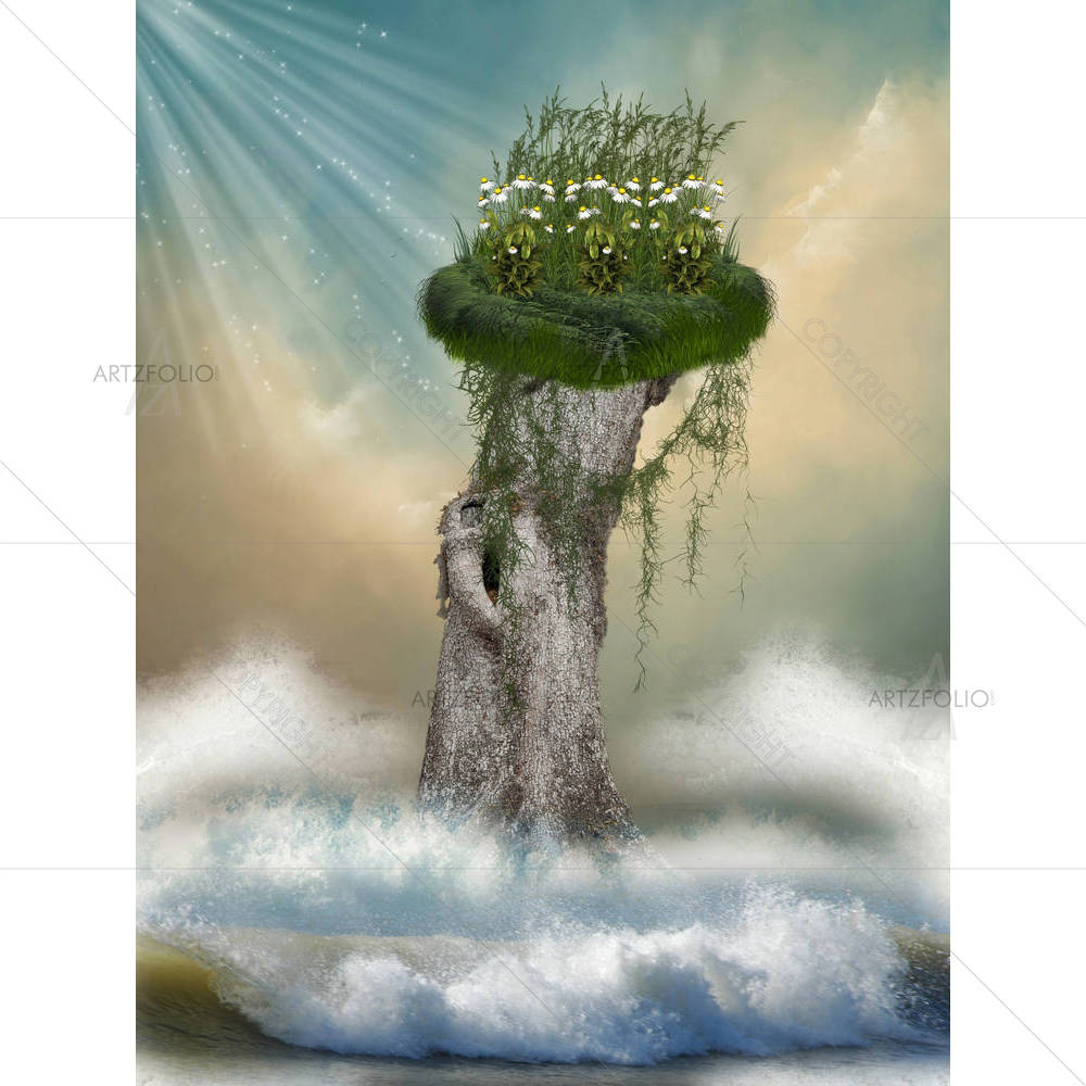 Fantasy Landscape In The Ocean — Botanical custom art by ArtzFolio