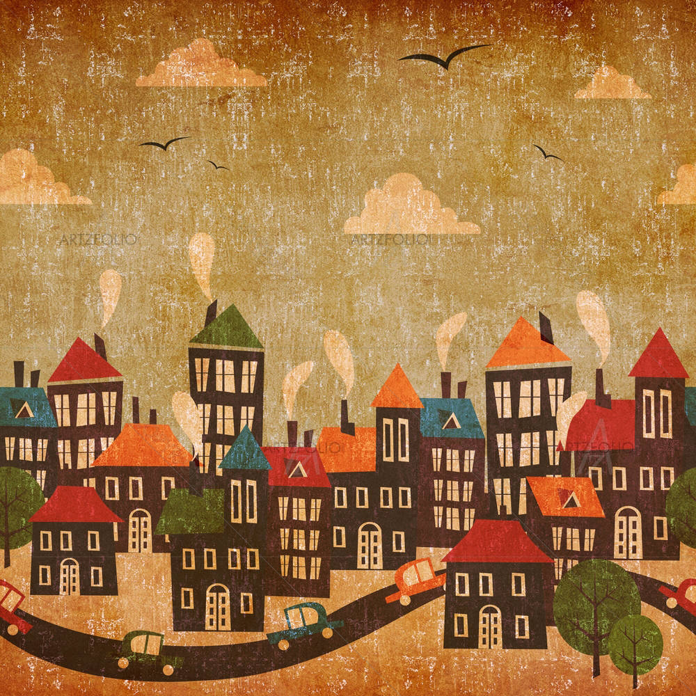 Abstract Winter City — custom-size art design 5001325