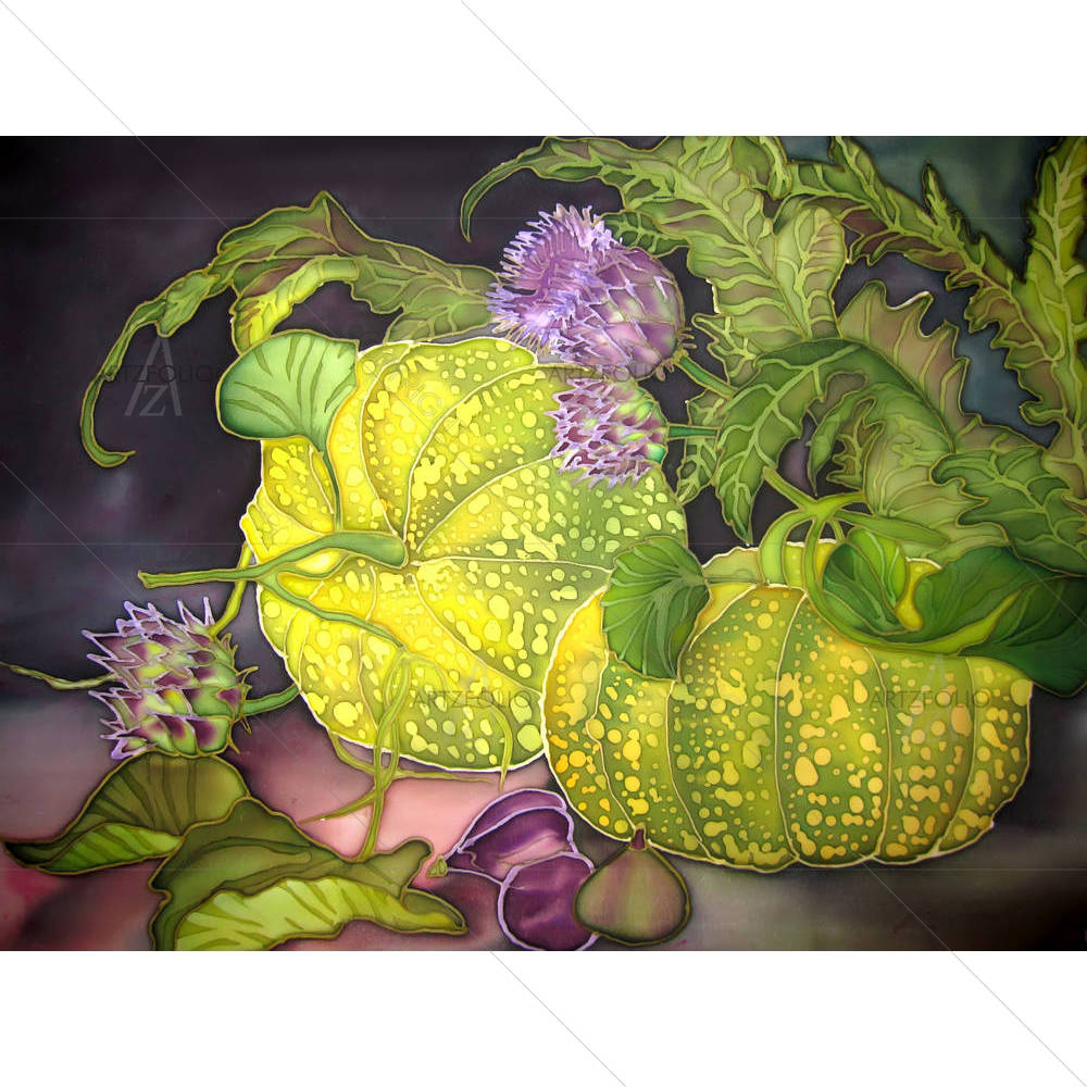 Pumpkin With Figs & Flowers — Botanical custom art by ArtzFolio