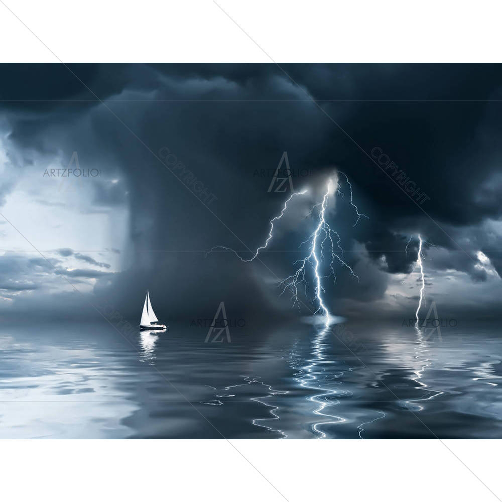 Yacht At The Ocean — custom-size art design 5001341