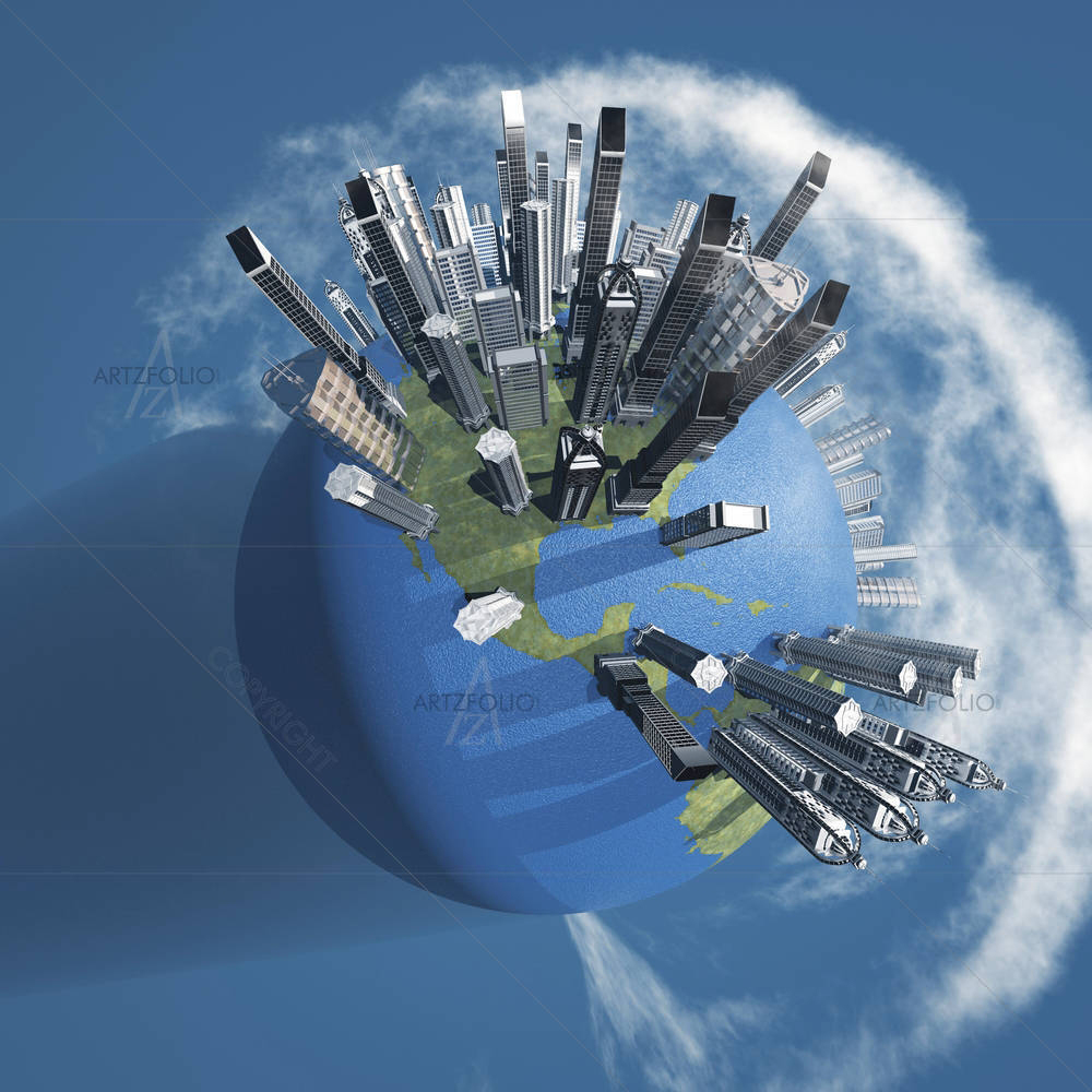 City Earth With Clouds D1