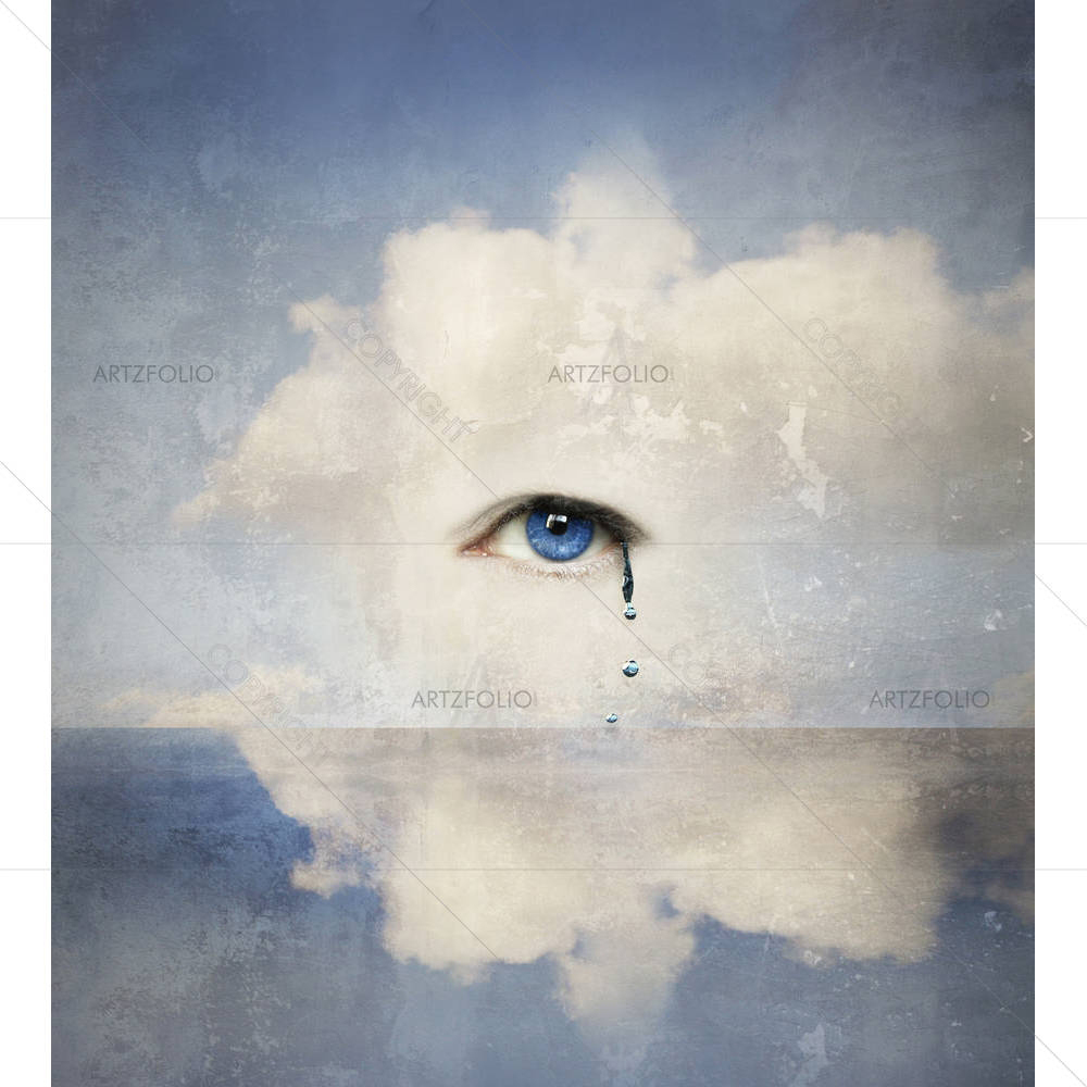 Human Eye Crying In The Clouds — Abstract custom art by ArtzFolio