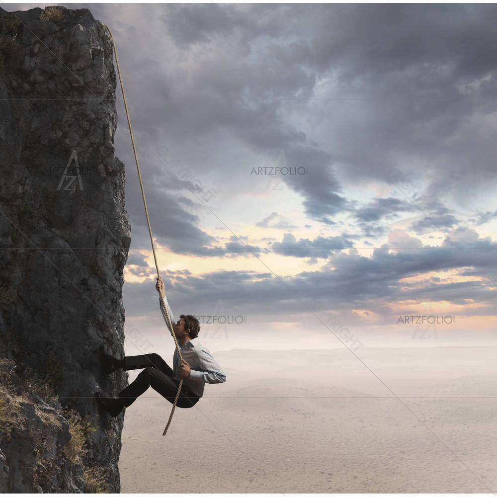 Man Climbs The Mountain — Fluid marble custom art by ArtzFolio