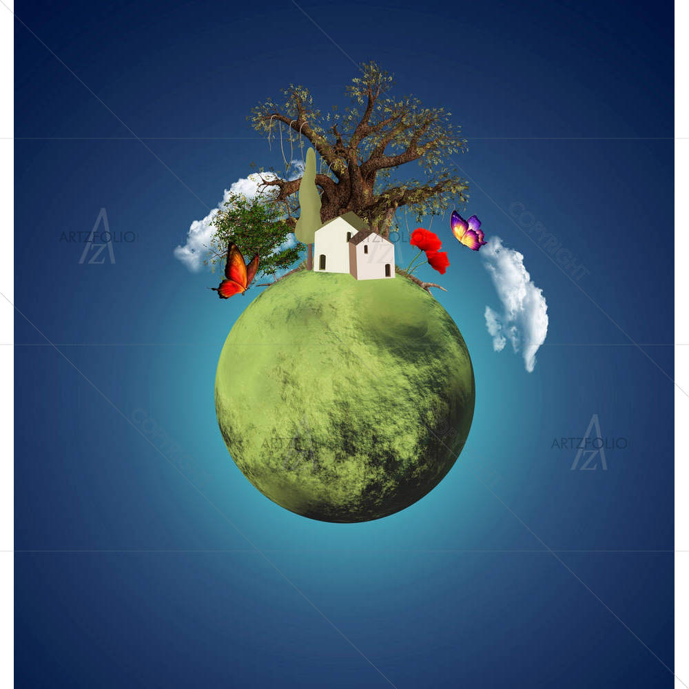Green Lovely Planet — custom-size art design 5001409