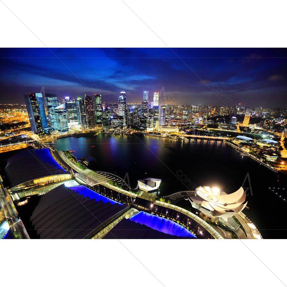 Singapore City Skyline At Night — custom-size art design 5001414