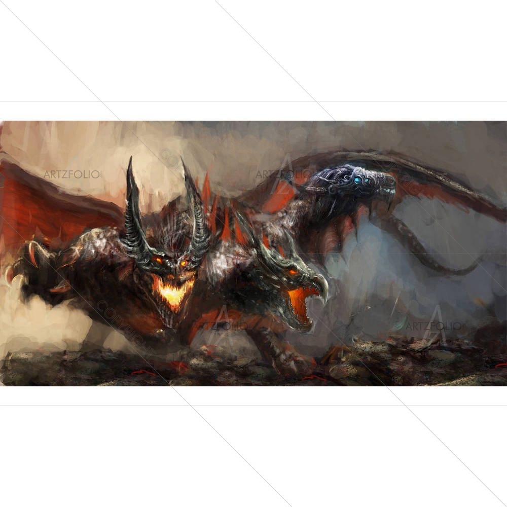Three Headed Dragon D1 — custom-size art design 5001424