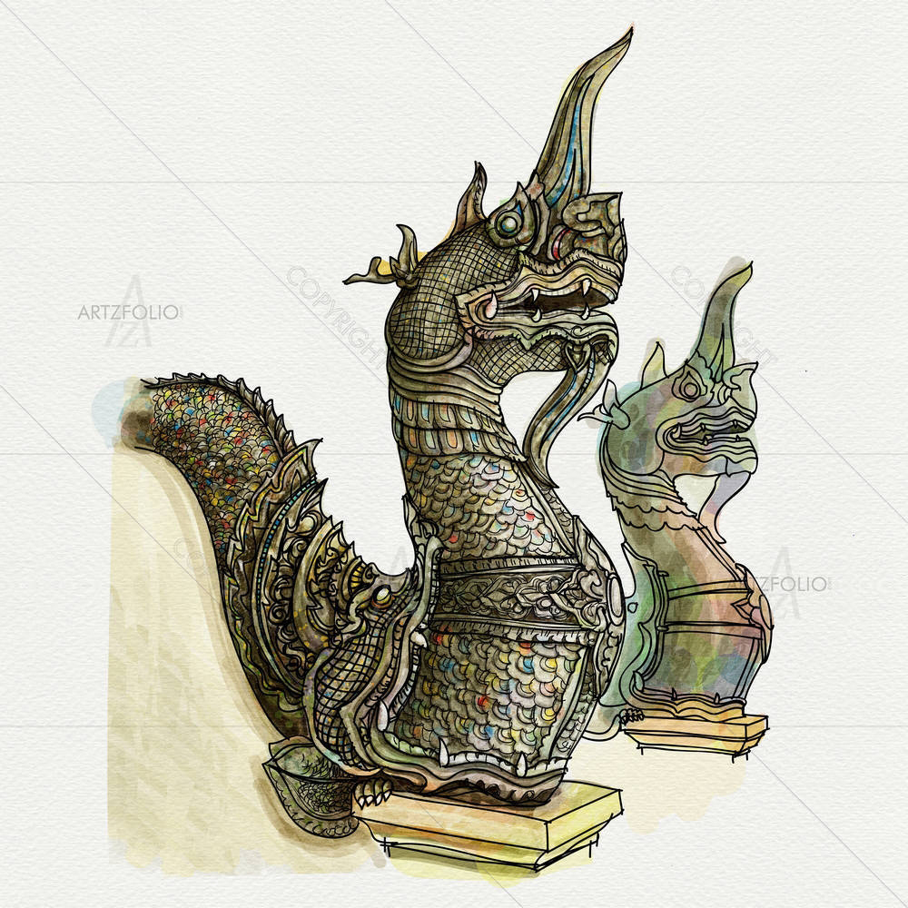 Naga Temple In Chiangmai Thailand — custom-size art design 5001425