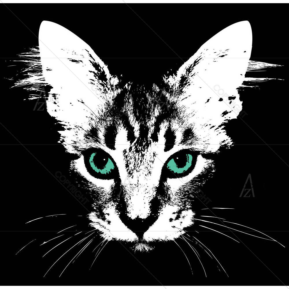 Head Of A Cat With Green Eyes — custom-size art design 5001426