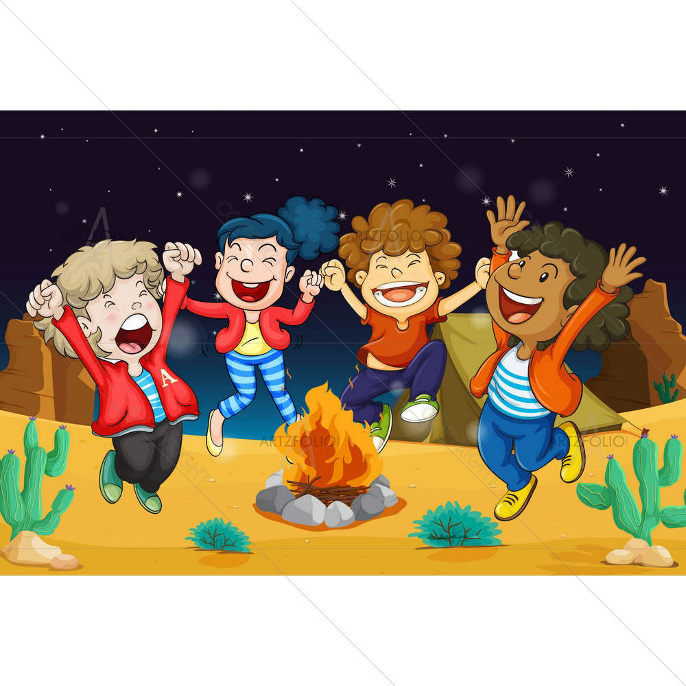 Boys Near Fire — custom-size art design 5001429