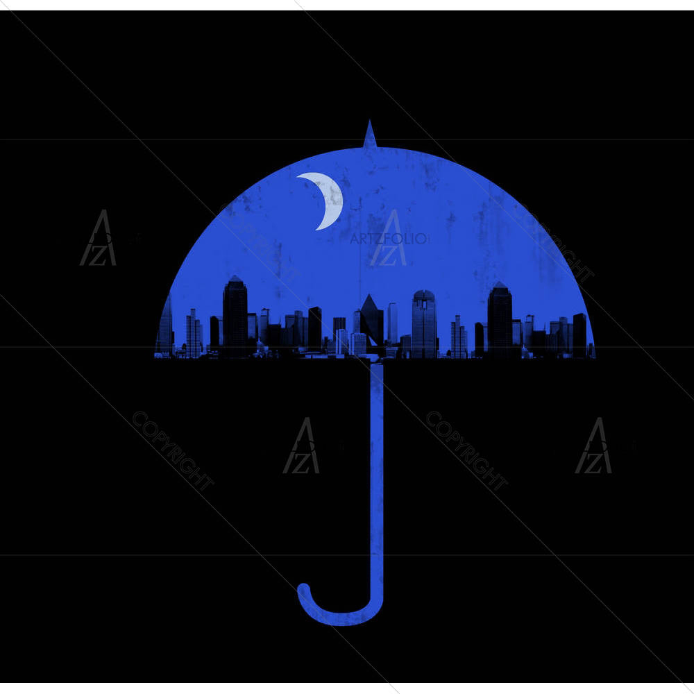 City Night Under The Umbrella — custom-size art design 5001433