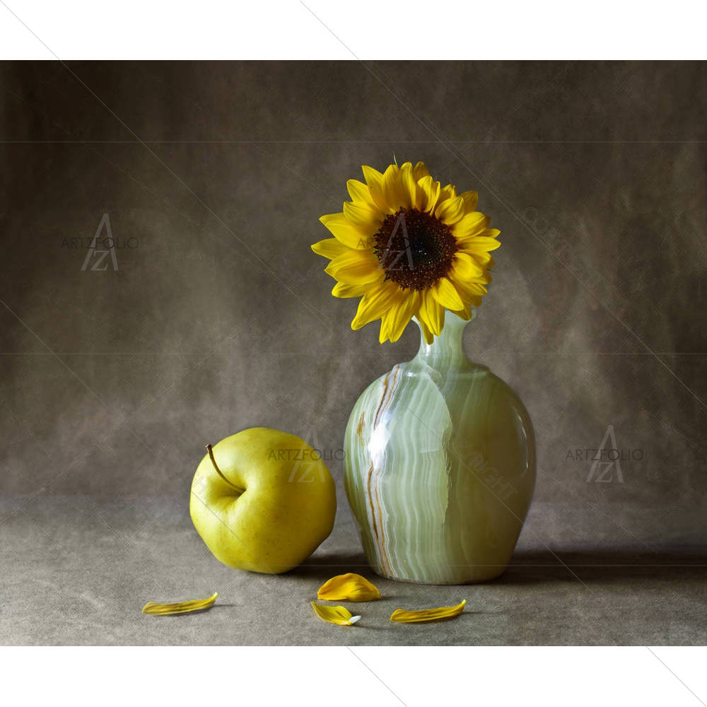 Still Life With Sunflowers & Apples — custom-size art design 5001436