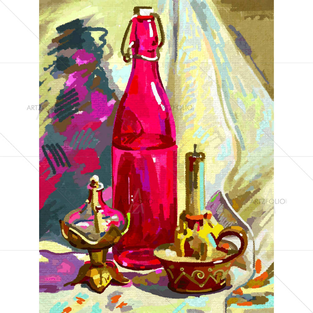 Bottle Candle & Candlestick — custom-size art design 5001480