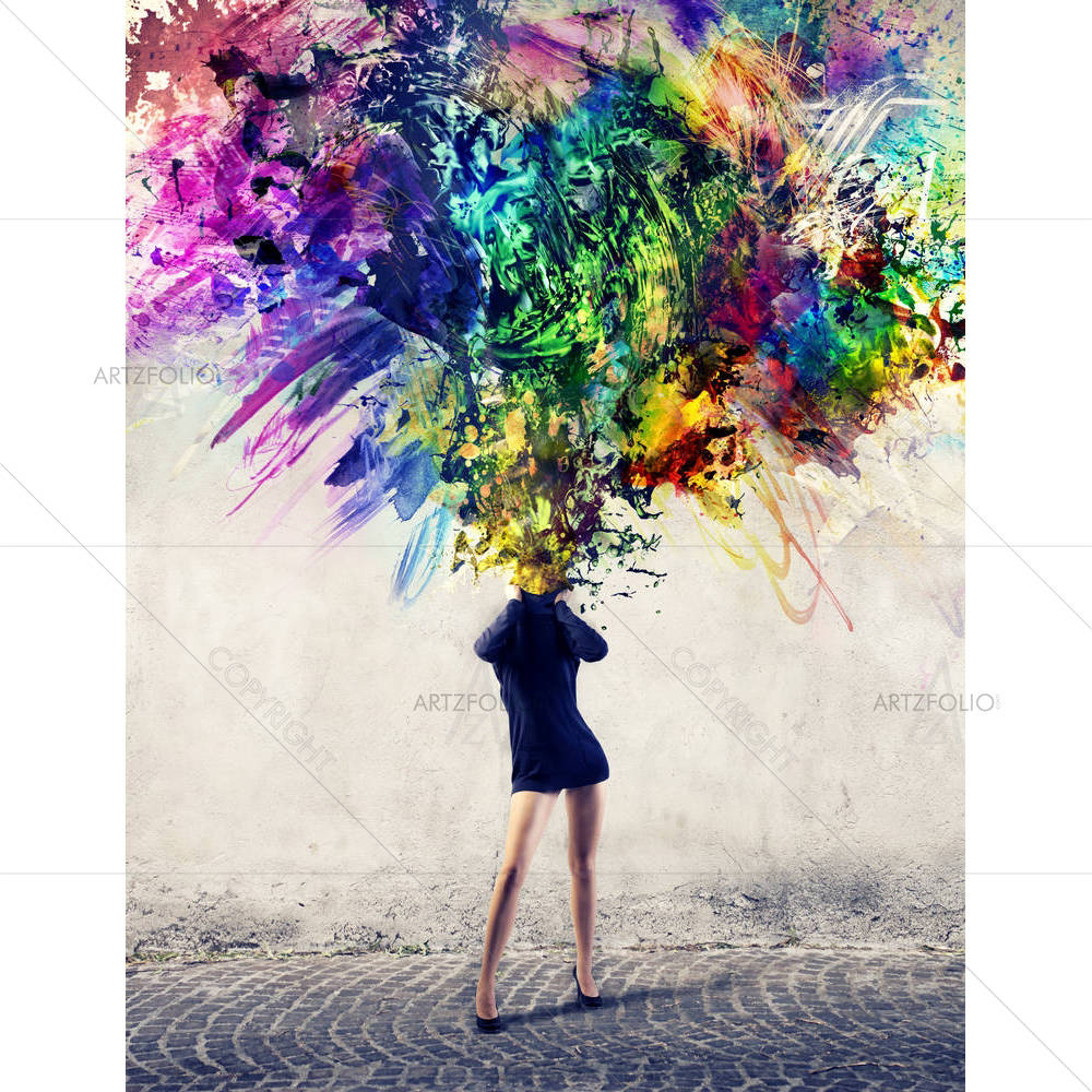 Woman With Multitude Of Colors D2 — custom-size art design 5001493