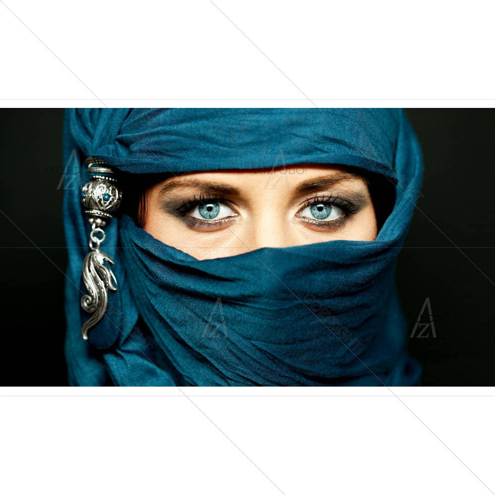Arabic Woman In Traditional Islamic Cloth Niqab — custom-size art design 5001497