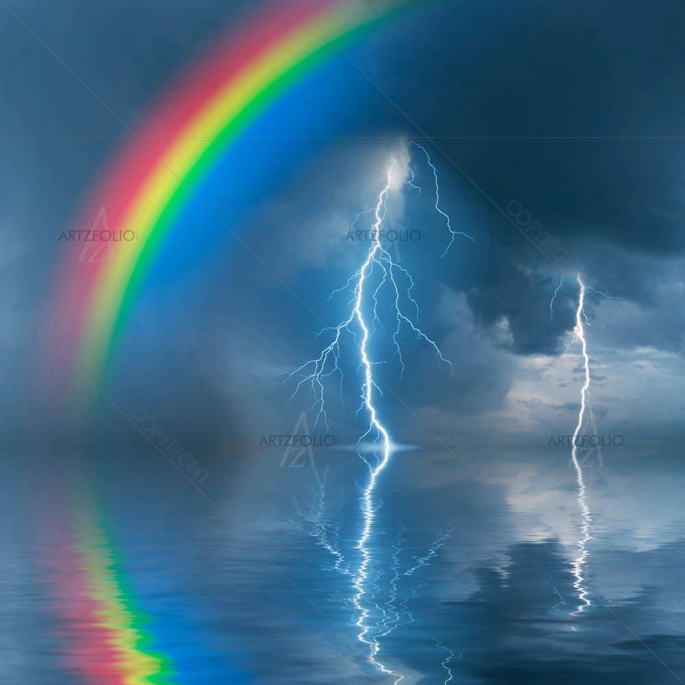 Colorful Rainbow Over Water — custom-size art design 5001499