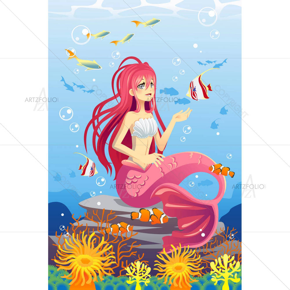 Mermaid In The Ocean D1 — Animals custom art by ArtzFolio
