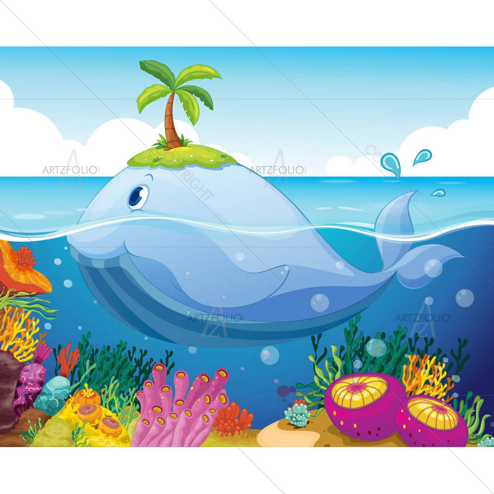Fish Island & Coral In The Sea — custom-size art design 5001540