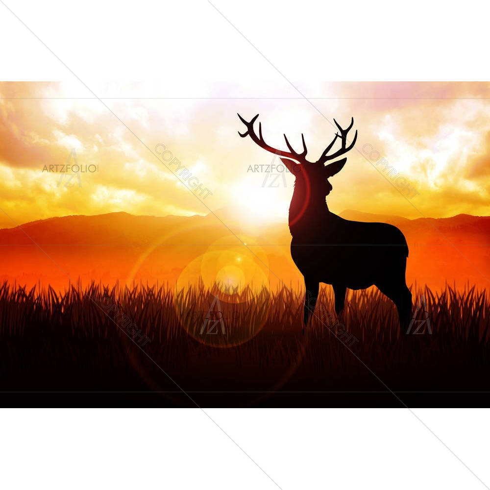 Deer On Meadow — custom-size art design 5001555