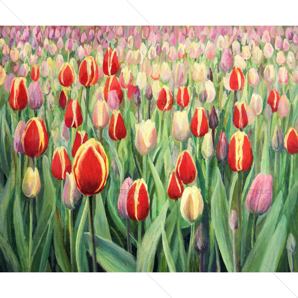 Colorful Tulips D1 — custom-size art design 5001557
