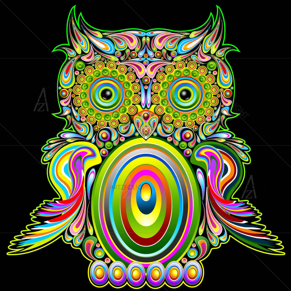 Owl Psychedelic Pop Art Design — custom-size art design 5001563
